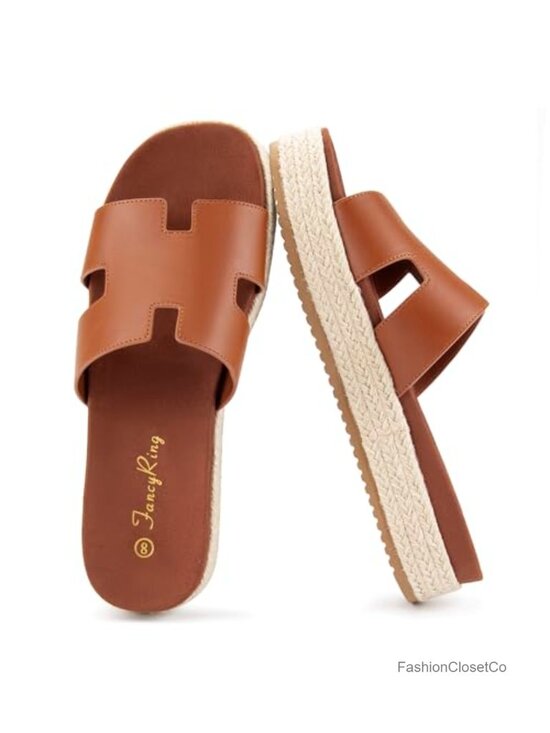 Shoes - Platform Wedge H-Band Espadrilles Sandals Slip On Beach Vacation Flatform Open